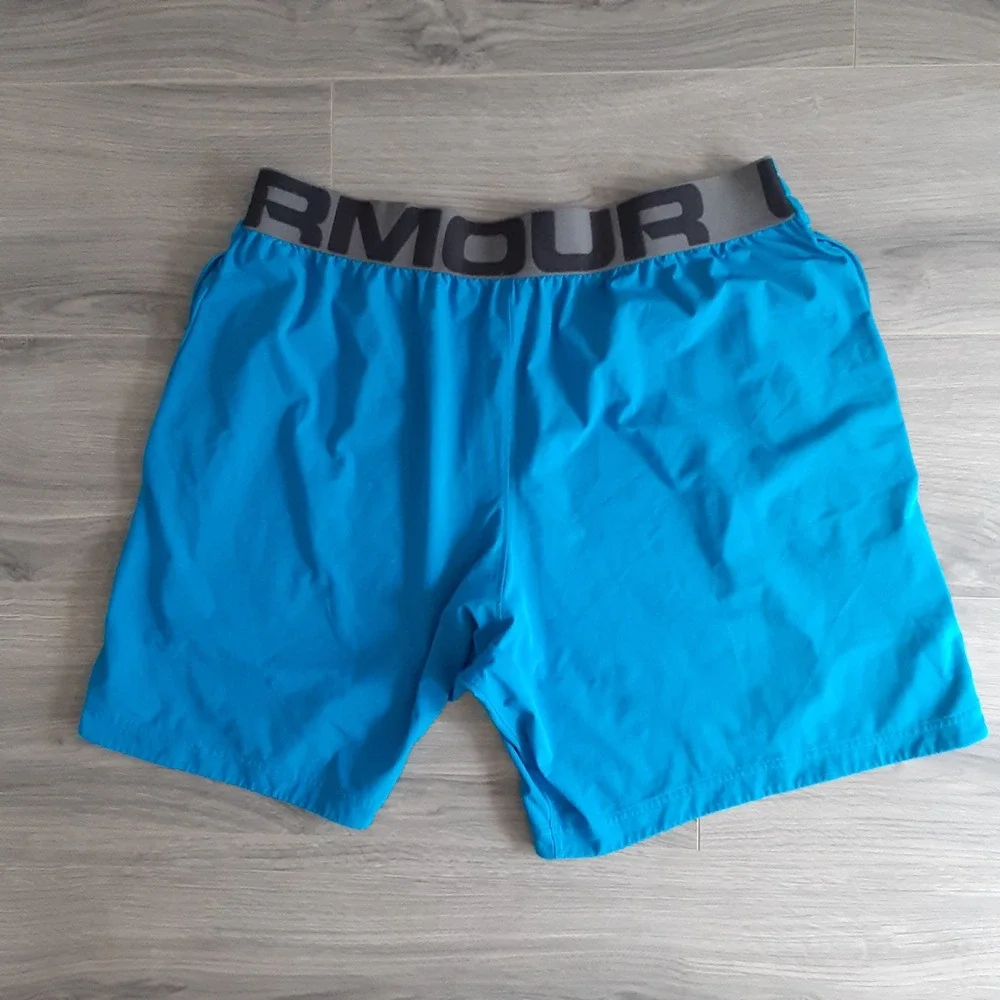 Under Armour Mens Fitted Athletic Shorts Blue Mesh Trim XL Running Gym Workout